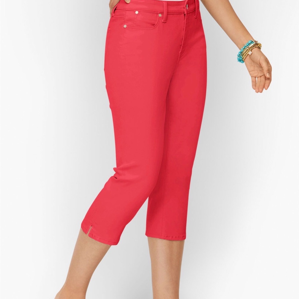 Talbots Pedal Pusher Vibrant Cropped Jeans in Coral - Picture 5 of 5